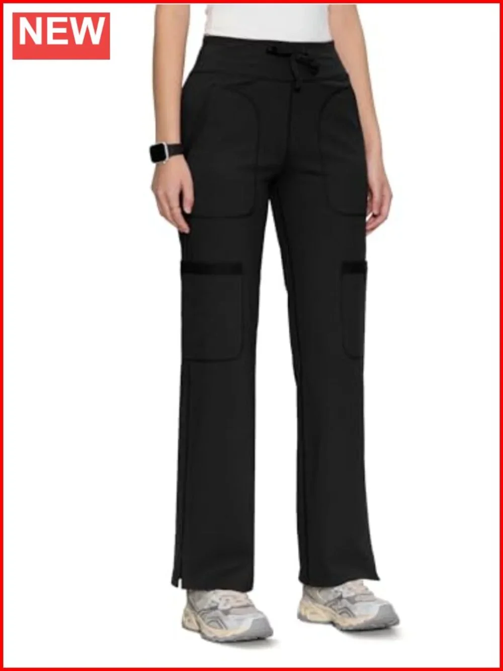 Mid Rise Straight Leg Cargo Pants with Drawstring, 5 Pockets